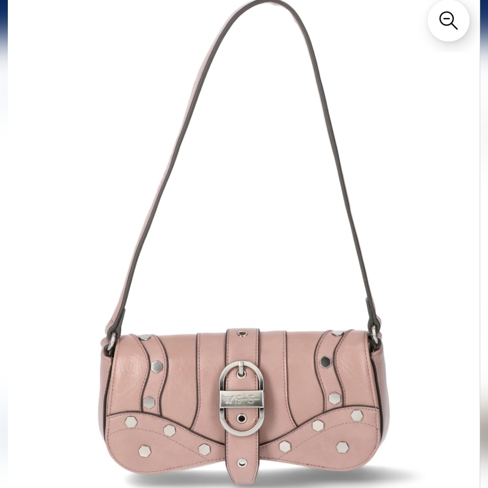 Jessica Simpson Pink Leather Shoulder Bag with Stud Accents - Picture 2 of 4